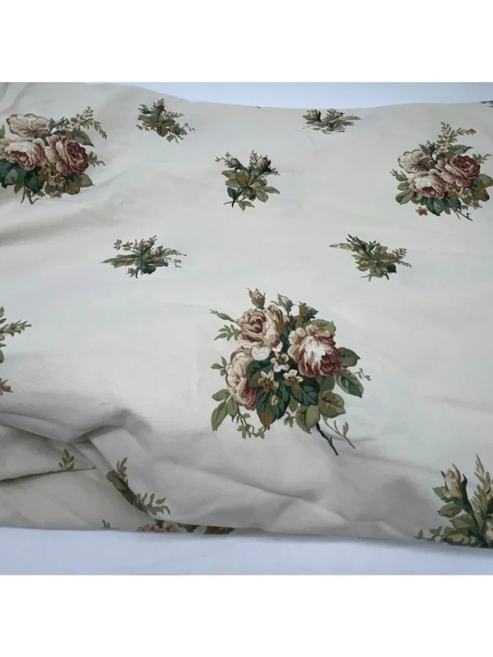 Dan River Cal King Floral Fitted Sheet Beige Green Flower Cotton Blend Bedding
